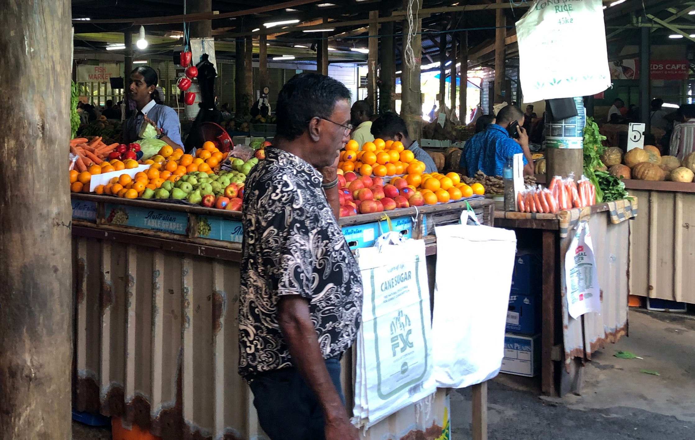 International photo from a market in fiji full of colourful fruit